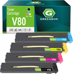 GREENBOX Compatible V80 High Yield Toner Cartridge Replacement for Xerox 006R01642 006R01643 006R01644 006R01645 for Xerox Versant 80 180 280 Printers (Black Cyan Yellow Magenta, 4 Pack)