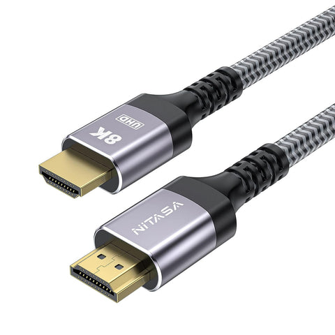 NITASA 8K@60Hz HDMI to HDMI 2.1 Cable 10FT,48 Gbps 4K@120Hz Ultra High Speed HDMI Cord 28AWG Support HDR 3D,HDCP2.3,eARC,DTS for Roku Fire TV/Samsung,Vizio,LG PS5/HDTV/Bose Soundbar Steam Deck Blu-ray