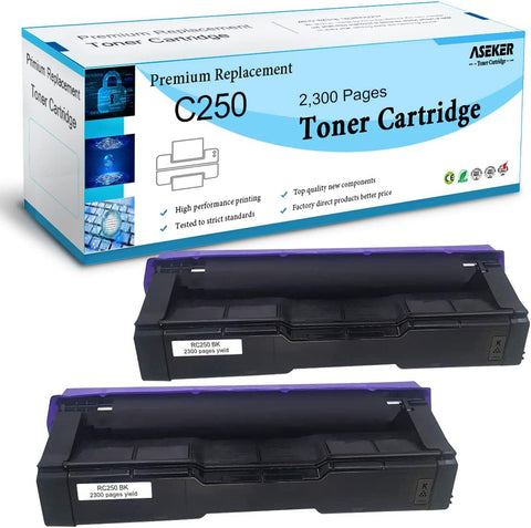 ASEKER Compatible SP C250 C261 Toner Cartridge 407539 High Capacity 2300 Pages for Ricoh SP C250DN C250SF C261SFNW C261DNW C260 C260DNW C260SFNW Printer ( Blackx2 )