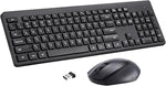 Wireless Keyboard and Mouse Combo 2.4G Full Size External Cordless Keyboard Mouse Set with Numeric Keypad for Windows Mac Laptop PC Computer Desktop Notebook Chromebook Compact Mouse (Black)