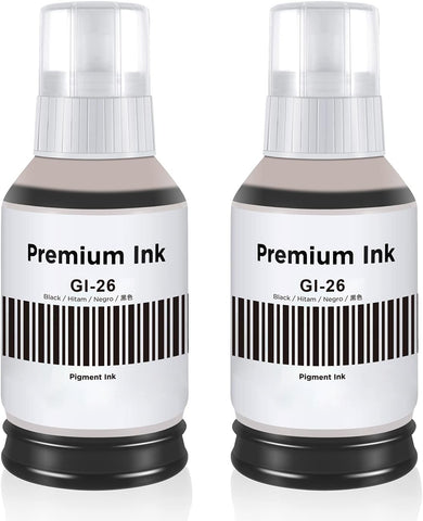 storcfe 170ML GI-26 Black Pigment Refill Bottle Ink Replacement for Canon GI-26 GI26 Ink Work for Canon PIXMA MegaTank GX3020 GX4020 GX5020 GX6020 GX6021 GX7020 GX7021 Printer, 2 Pack