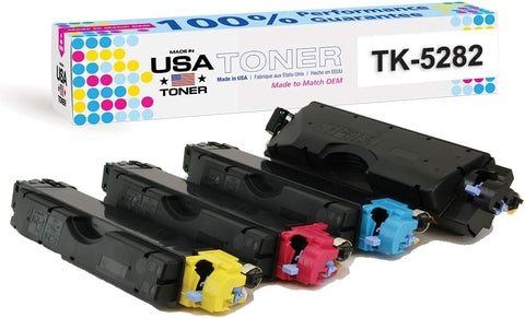 MADE IN USA TONER Compatible Replacement for use in Kyocera ECOSYS M6235cidn P6635cidn, P6235cdn, TK-5282 TK-5282K TK-5282C TK-5282M TK-5282Y (Black,Cyan,Yellow,Magenta, 4-Pack)