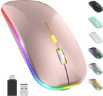 ?Upgrade? LED Wireless Mouse, Slim Silent Mouse 2.4G Portable Mobile Optical Office Mouse with USB & Type-c Receiver, 3 Adjustable DPI Levels for Notebook, PC, Laptop, Computer, MacBook (Rose Gold)