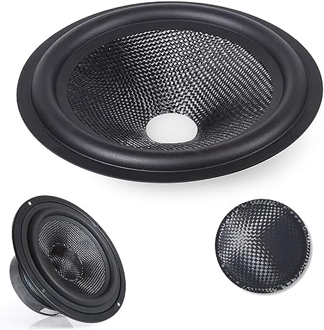 Kalevel Subwoofer Speaker Cone Loudspeaker Cover Fabric Cone Black Bass Fiber Speaker Cover Rubber Edge with Dust Caps 4 Inch