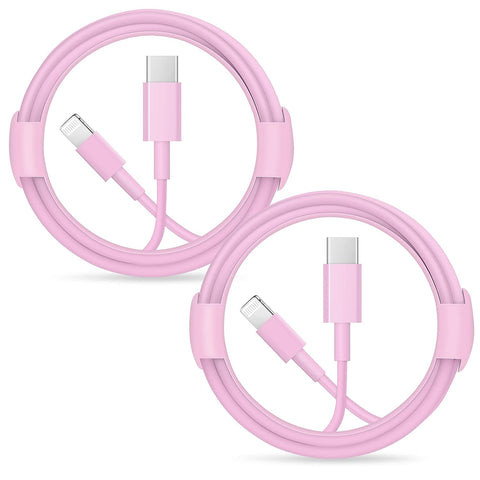iPhone Fast Charger Lightning Cable [Apple MFi Certified] 2-Pack USB-C to Lightning Cable (6.6Ft) Fast Charging Compatible with iPhone14/14 Plus/14 Pro/14 Pro Max/13/13pro/12/12 Pro/12 Pro/iPad(Pink)