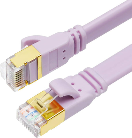 CAT 8 Ethernet Cable, 10ft 2 Pack High Speed 40Gbps 2000MHz Flat CAT8 Patch Cord, Morandi Color, Gigabit Internet LAN Cable with Gold Plated RJ45 Connector for Gaming, PC (Morandi Purple 10ft 2Pack)
