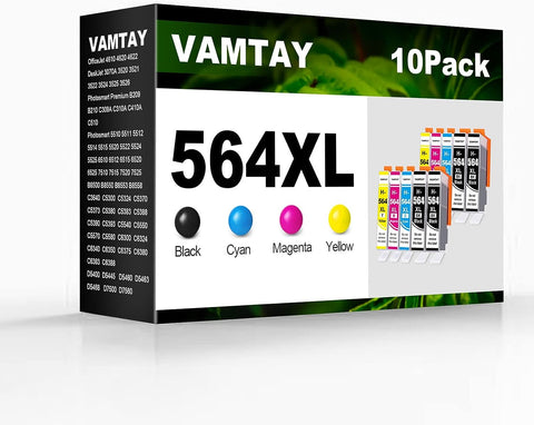 VAMTAY Compatible Ink Cartridge Replacement for HP 564XL 564 XL Work with Photosmart 7520 5520 6520 6510 Deskjet 3520 Officejet 4620 Printer 10-Pack