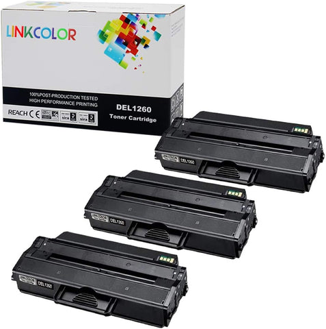 Linkcolor Compatible B1265dnf Toner Cartridge Replacement for Dell 1260dn 1265dnf Toner Cartridge for Dell B1260dn Dell B1265dnf Dell B1265dfw Laser Printers Black 3-Pack