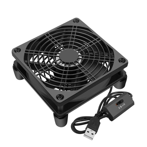 Qirssyn USB Computer Fan Quiet, 5V Powered Fan with Speed Controller for Router Modem Receiver DVR Xbox TV Box Cooling