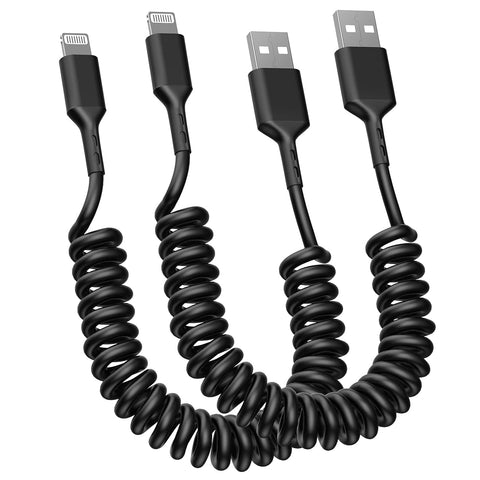 iPhone Charger Cord,2 Pack [Apple MFi Certified] Coiled Lightning Charging Cable 6FT Long Super Fast Data Syncing Cord for iPhone 14/13/Pro/Mini/12/11/Xs/Xr/X/8/7/6/iPad Connect CarPlay Car Charger