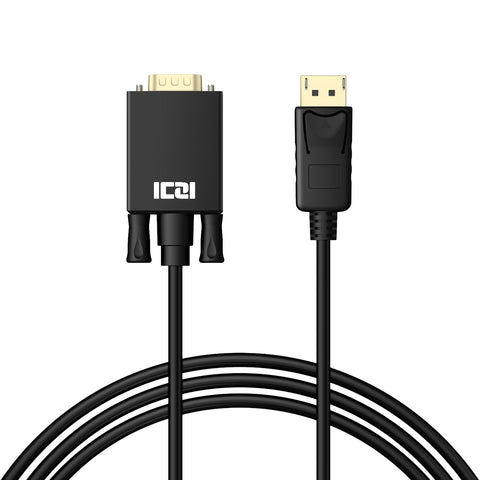 ICZI Displayport to VGA Cable 10FT 1080P@60Hz, DP Port to VGA Adapter Cable Male to Male Gold-Plated Cord Compatible for Lenovo ASUS HP DellDesktop Projector TV Monitor, Black Color