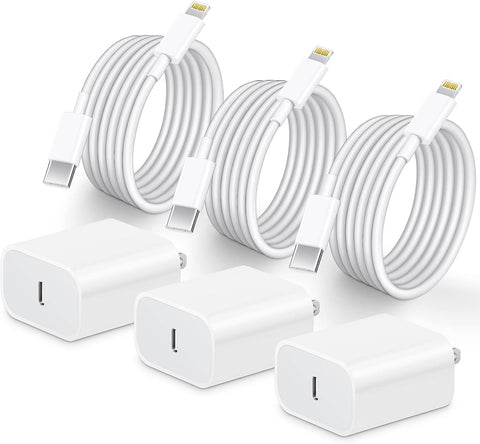 iPhone Charger, 3-Pack [Apple MFi Certified] 20W PD USB C Fast Wall Charger with 6ft Lightning Cable, Apple Charging Cord for iPhone 14/14 Pro/13/13 Pro/12/12 Pro/11/Xs/XR/SE 2020/ iPad, and More
