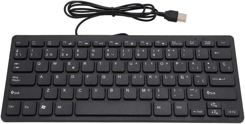 Tosuny Spanish Compouter Keyboard, Spanish Keyboard with 78 Keys, Wired Mini Portable Ultrathin Silent Business Spanish Keyboard USB Interface for Desktop Computer