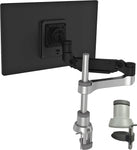 R-Go Tools Caparo 4 Single Monitor Arm Gas Spring, Recyclable, Each Arm Holds up to 6-20 lbs Monitor, Easily Adjust Both monitor's Depth and Height - Dynamic Aluminum - Matte Silver