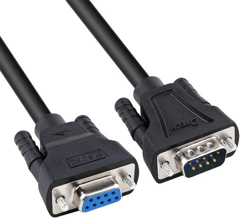 DTech DB9 RS232 Serial Cable Male to Female Extension Null Modem Cord Cross TX/RX line for Data Communication (6 Feet, Black)