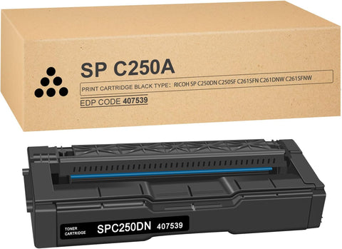 BUEGOO SP C250A High Yield Toner Cartridge, 1 Pack Black SPC250DN 407539 Compatible with Ricoh SP 250DN C250SF C261SFN C261DNW C261SFNW Printer| 2,300 Pages