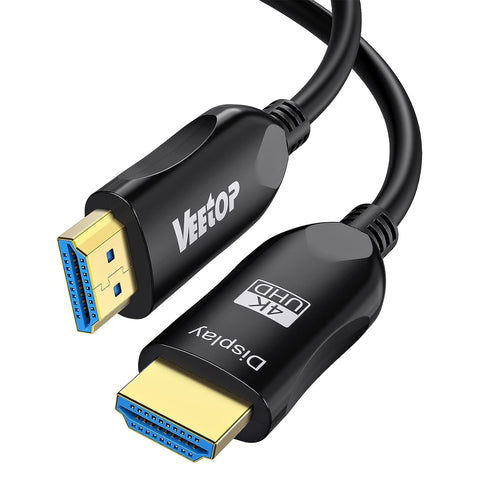 Veetop 4K Fiber Optic HDMI 2.0 Cable 75 Feet, 18Gbps 4K Fiber Optic HDMI Cable, Digital Audio/UHD Video Cable Supports 4K@60Hz, 4:4:4 RGB, ARC, UHD, HDR (75 FT)