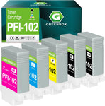 GREENBOX Compatible PFI-102 130ml Replacement for Canon PFI-102MBK PFI-102BK PFI-102C PFI-102M PFI-102Y for IPF500 IPF510 IPF600 IPF605 IPF610 IPF650 IPF700 IPF710 IPF720 IPF750 IPF760 (5 Pack)