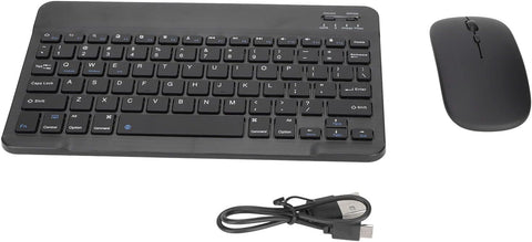 Wireless Keyboard and Mouse Combo,Compact Full Size Wireless Keyboard and Mouse Set,Ultra Thin Silent 1600 DPI Keyboard for Windows, Computer, Desktop, PC(Black)