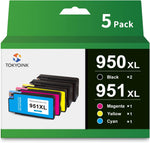 TOKYOINK Compatible 950XL and 951XL Ink Cartridges Combo Pack Replacement for HP Ink 950XL 951XL 950 951 Black and Color Combo Work with HP OfficeJet Pro 8600 8610 8620 8630 8615 Printers (5 Pack)