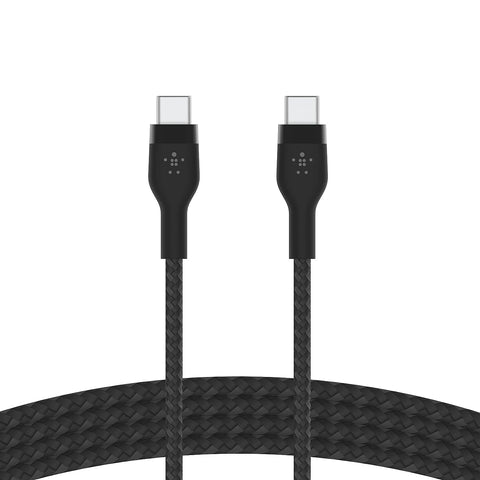 Belkin BoostCharge Pro Flex Braided USB Type C to C Cable (2M/6.6FT), USB-IF Certified Power Delivery PD Fast Charging Cable for MacBook Pro, iPad Pro, Galaxy S22, S21, Ultra, Plus and More - Black