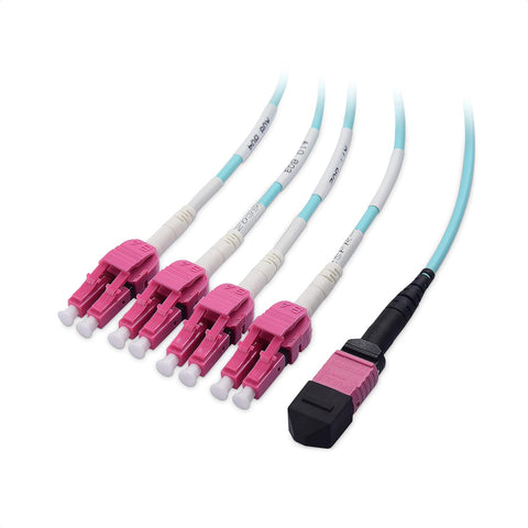 Cable Matters MTP to 4 x LC / 8 Fiber 10Gb 40Gb 50/125 OM4 OFNP Multimode Fiber Optic Breakout Cable - Compatible with MTP/MTO Connectors - 5m / 16.4ft