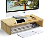 Uniture Wood Monitor Stand - 1 Shelf 1p - Multi Purpose Stand Made of Natural Pine, Robust Construction, Home and Office Desktop Stand, Desk Organizer With Storage Space, Complete No Assembly Required