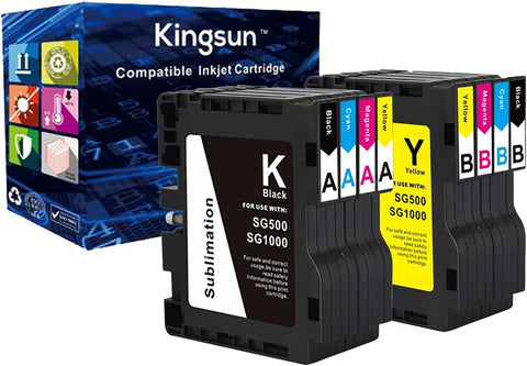 KSUMEI Sublimation Ink Cartridge Compatible for Sawgrass Virtuoso SG500 SG1000 Printer (2 Black, 2 Cyan, 2 Magenta, 2 Yellow, 8-Pack) (SG500 SG100O A+B 2 Set)