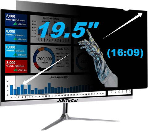 JiSiTeCai - 19.5" Computer Privacy Screen Filter for 16:9 Widescreen Monitors - Premium Anti-Glare Computer Screen Cover: Anti-Glare - Anti-Scratch - UV & Blue Light Screen Protector