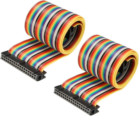 uxcell IDC Rainbow Wire Flat Ribbon Cable 34 Pins 48cm Length 2.54mm Pitch 2pcs Type-C