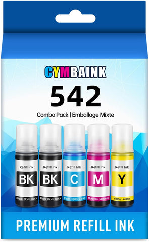 CYMBAINK Compatible T542 Refill Ink Bottle Replacement for 542 T542 522 T522 Works for EcoTank ET-2720 ET-2760 ET-2800 ET-4700 ET-2803 ET-2750 ET-3750 ET-4750 ET-3760 ET-4760 ET-2700 (542)