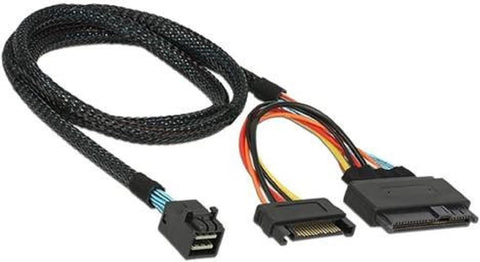 MICRO CONNECTORS Internal 12G U.2 Cable (HD MiniSAS SFF-8643 to U.2 SFF-8639) with SATA Power, (F03-1630U2)