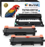 MxVol Compatible Toner Cartridge and Drum Unit Replacement for Brother TN760 DR730 DR 730 use for HL-L2350DW MFC-L2750DW HL-L2395DW Printer (2 Toners+1 Drum, 3-Pack)