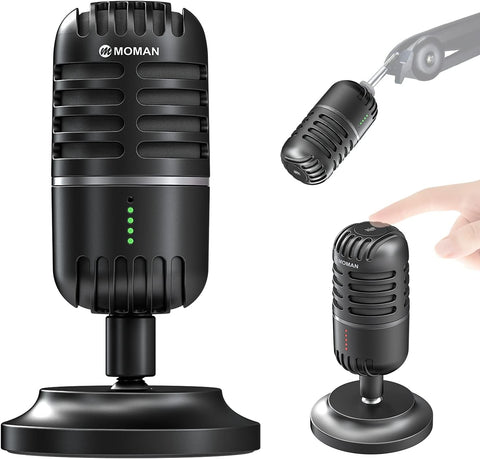 Moman USB Microphone, EMP Desktop Condenser PC Microphones for Steaming Podcast Mic Recording Gaming Zoom Meeting YouTube ASMR Online Conference Course, USB-Podcast-Streaming-Computer-Microphone