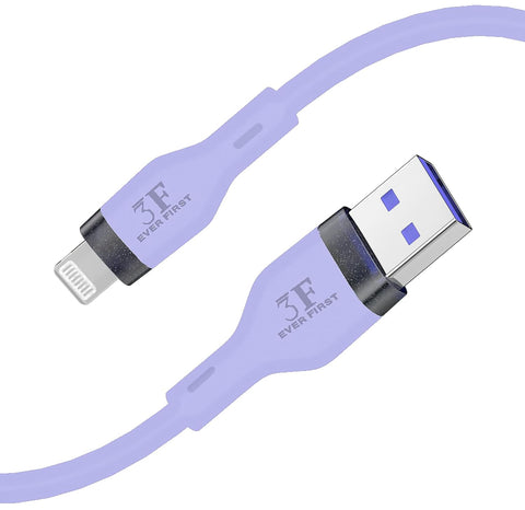 3F Everfirst USB-A to Fast Charging Cable, iPhone Charger Cord Cable [Apple MFi Certified] Soft Silicone Fast 3.28ft(1 m),Apple,ipad, iPhone (Purple)