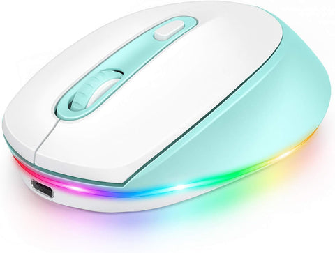 seenda Bluetooth Mouse - Ultra-Quiet, Rechargeable, Light-Up Wireless Mouse (Bluetooth 3.0/5.0+USB) for Computer, Laptop, Notebook, Kids' Chromebook, Mac, and Windows - Mint Green