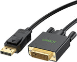 UVOOI DisplayPort to DVI Cable 10ft (DP to DVI-D Cable), Display Port to DVI-D Cable Adapter Compatible with PC, Laptop, HDTV, Projector, Monitor, More- Gold-Plated