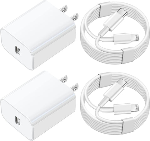 iPhone Fast Charger[Apple MFi Certified], 2-Pack Apple Fast Charger 20W USB C Charger Block Adapter with 6FT Type C to Lightning Cable for iPhone 14/13/12/11 Pro Max/14 Plus/Mini/XS/XR, iPad