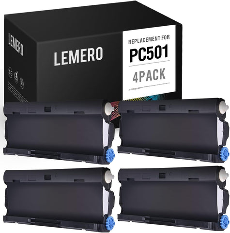 LEMERO PC501 Compatible with Brother PC-501 PC 501 PPF Print Fax Cartridge for Brother Fax 575 FAX-575 Printers (4 Pack)