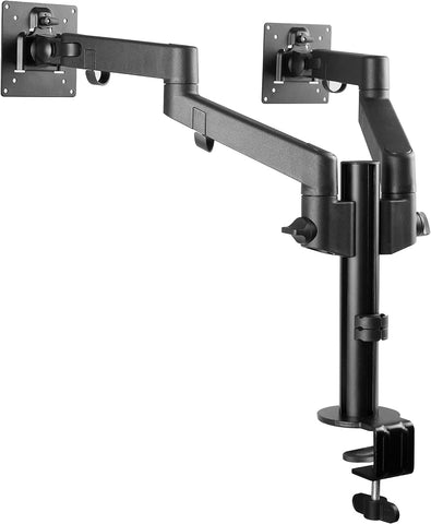 SIIG Dual Monitor Desk Mount, Replaceable Articulating Arm, 14" to 30", Fully Adjustable, Fits Flat/Curved Monitor, Load Bearing 17.6 lbs max Each, VESA 75x75 100x100, C-Clamp & Grommet(CE-MT3E11-S1)