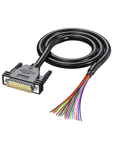 JUXINICE RS232 Serial Port DB25 Cable Single Head Terminal Wire Single Male Female Head 25-pin Shielded Cable (DB25 Male, 3FT)