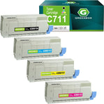 GREENBOX Compatible Toner Cartridge Replacement for OKI 43866101 44318601 43866102 44318602 43866103 44318603 43866104 44318604 for C711 C710 C710N C711DN C711N (1 Black 1 Cyan 1 Magenta 1 Yellow)