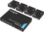 gofanco Prophecy 1x4 HDMI Extender Splitter Full HD 1080p Over Cat5e/Cat6/Cat7 Ethernet Cable with HDMI Loopout - Up to 50m/165ft - EDID Management, Bi-Directional IR Control, 1 in 4 Out (HDExt4P-Pro)