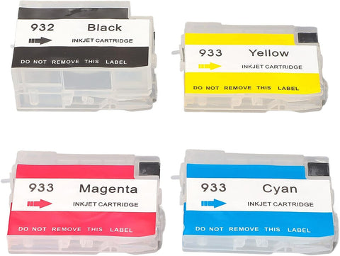 Refillable Ink Cartridge PP Cartridges Replacement for HP Officejet 6600 6700 7110 7510 7610 4 Color Black Cyan Magenta Yellow for 932 933