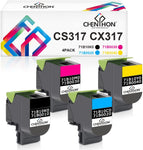 CHENPHON Compatible CS317 CX317 Toner Cartridge Replacement for Lexmark CS317dn CX317dn CS417dn CX417de CS517de CX517de Printer for Lexmark 71B10K0 71B0010 71B0020 71B0030 71B0040 Ink [KCMY-4PACK]