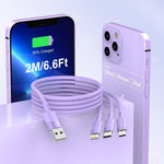 Multi 3 in 1 Charging Cable, 2M/6TT Silicone Multi Charging Cable, Universal Multiple USB Charging Cable with USB C/Micro USB/Lightning Connectors Compatible with Cell Phones Tablets and More