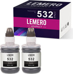 LEMERO UEXPECT LemeroUexpect Compatible Ink Bottle Replacement for 532 T532 use with EcoTank ET-M1100 ET-M1170 ET-M1120 ET-M3180 ET-M2170 ET-M3170 (Black, 2-Pack)