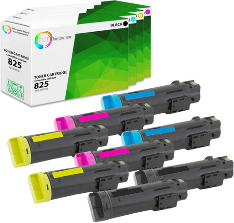 TCT Premium Compatible Toner Cartridge Replacement for Dell H625CDW H825CDW S2825CDN Printers (Black 593-BBOW, Cyan 593-BBOX, Magenta 593-BBOY, Yellow 825Y 593-BBOZ) - 8 Pack