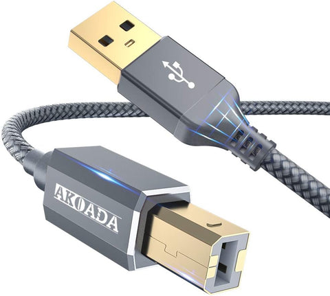 AkoaDa Printer Cable 20ft USB 2.0 Type A Male to B Male Printer Scanner Cord High Speed Compatible with HP, Canon, Dell, Epson, Lexmark, Xerox, Samsung and More