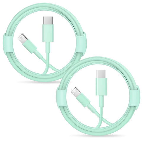 iPhone Fast Charger Lightning Cable [Apple MFi Certified] 2-Pack USB-C to Lightning Cable (6.6Ft) Fast Charging Compatible with iPhone14/14 Plus/14 Pro/14 Pro Max/13/13pro/12/12 Pro/12 Pro,iPad(Green)